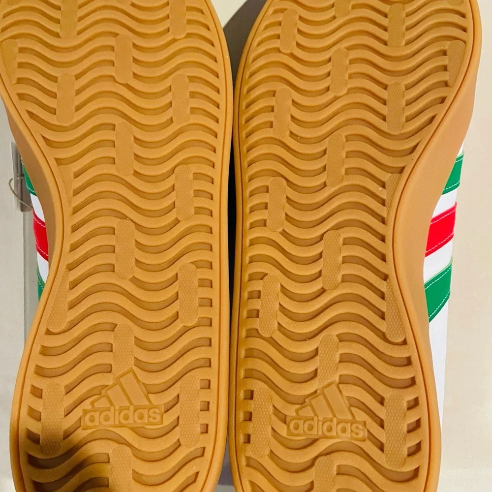 Adidas VL Court 3.0 White Sneakers with Green and Red Accents 10.5M - Picture 7 of 9